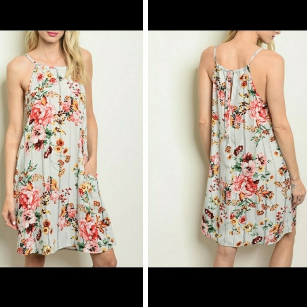 NWT🌸GOLDEN THREADS🌸Off-White Floral Tunic Dress